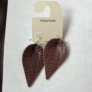 NWT Maurices leather look braided pierced earrings
